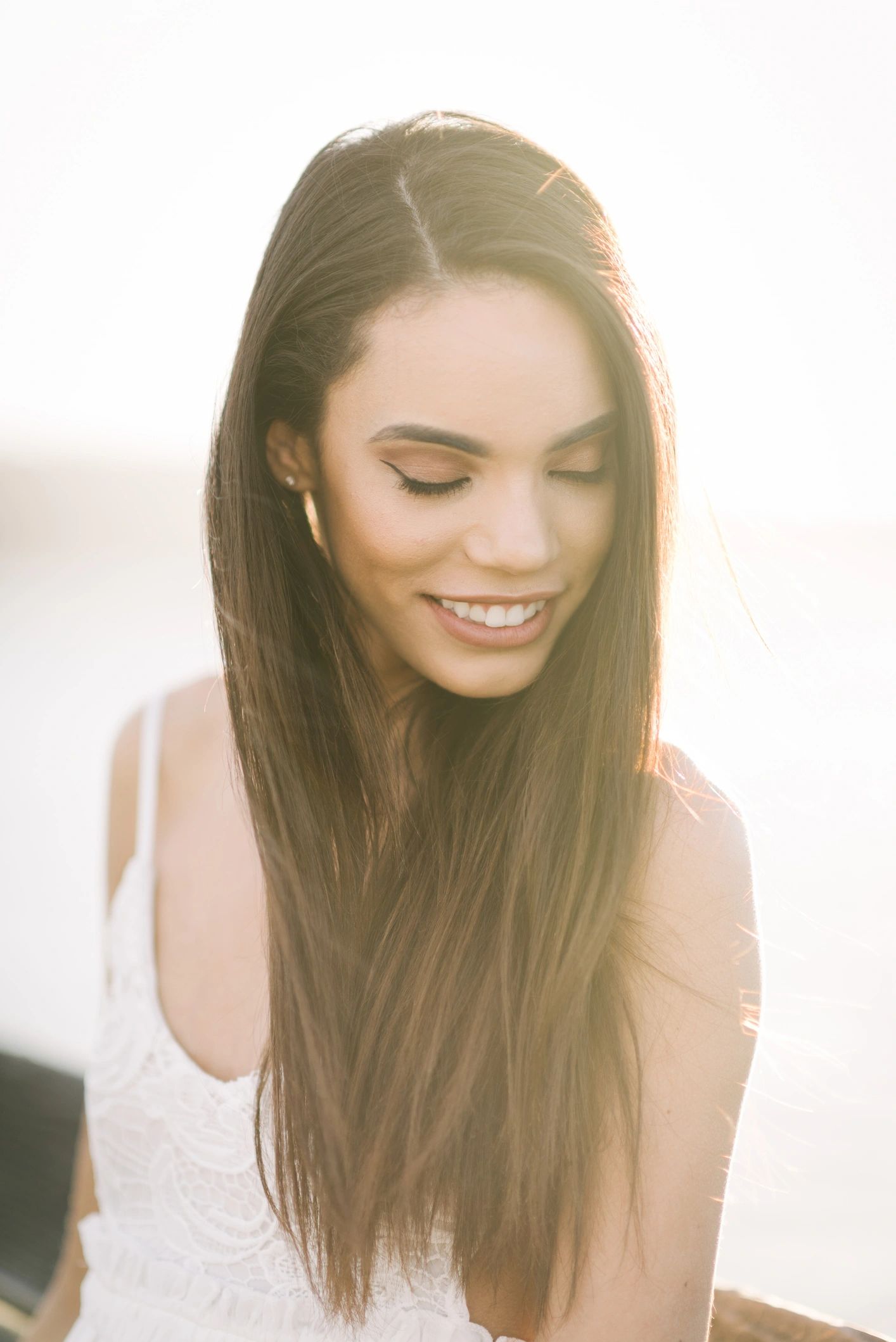 Golden hour portrait on pier