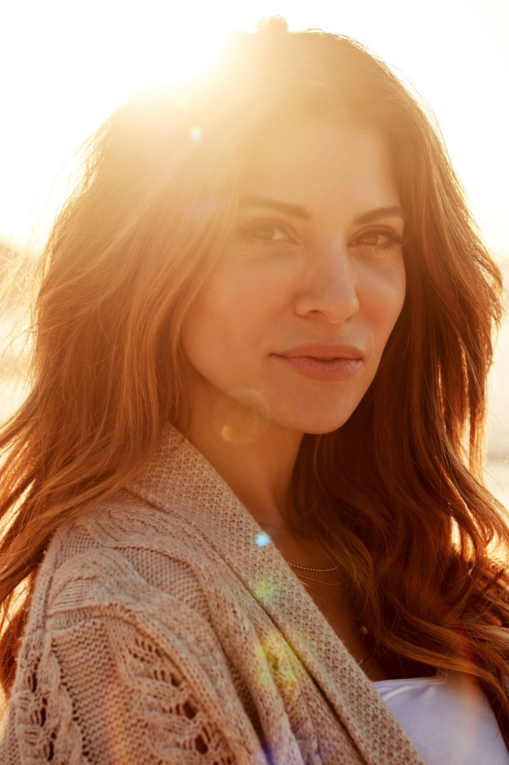 Elegant beach portrait in natural light