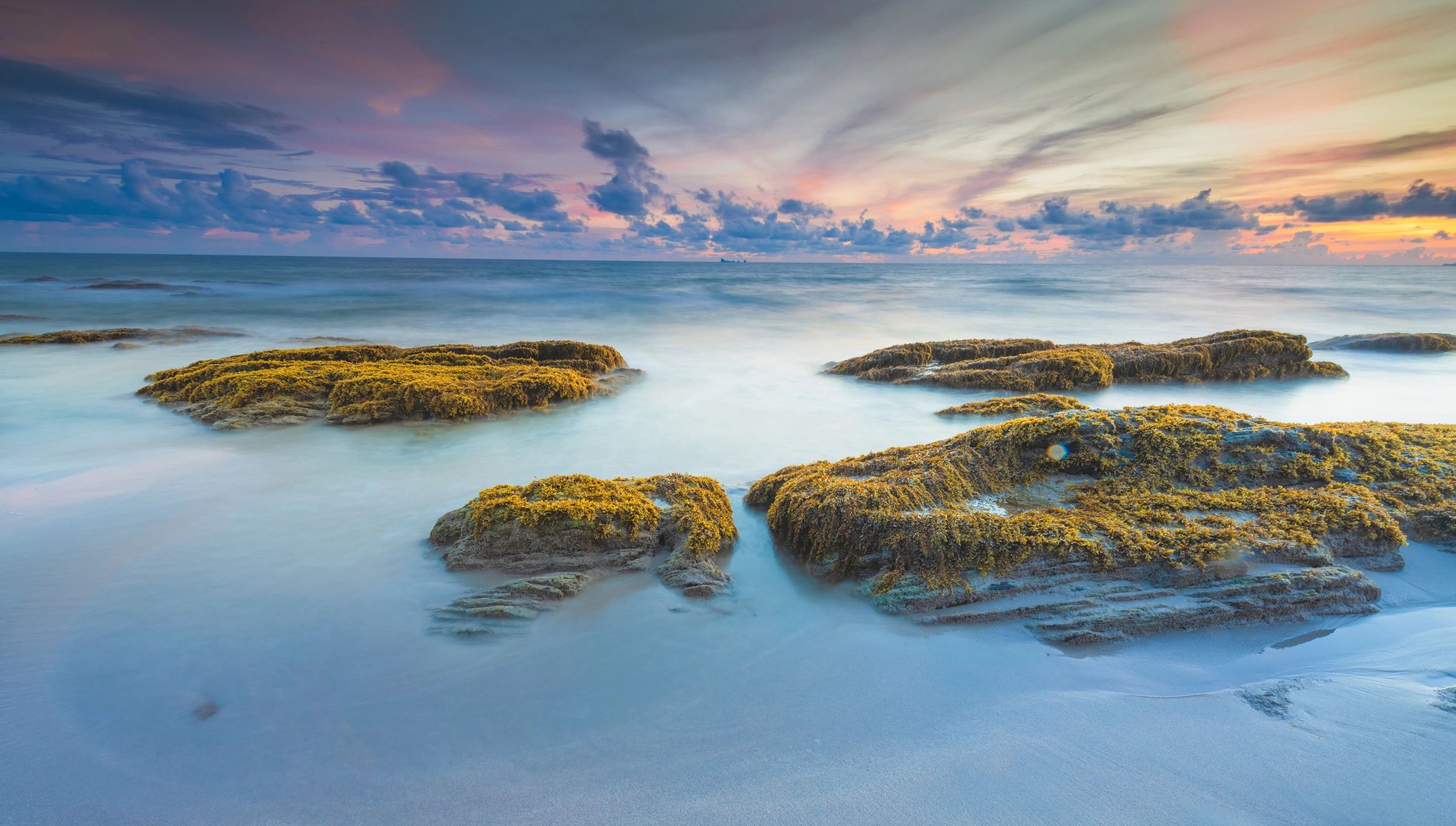 Sunset beach landscape with warm tones
