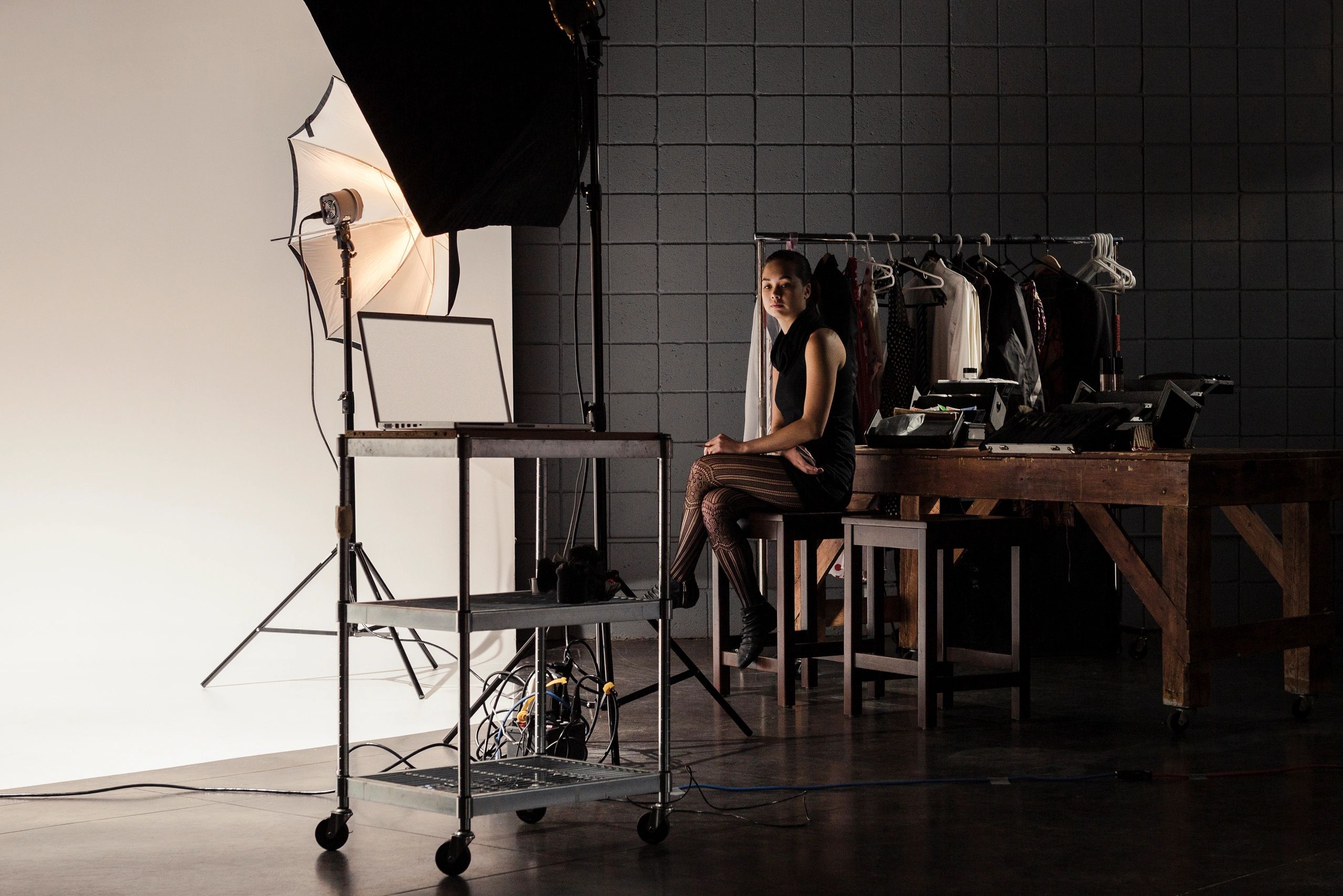 Behind-the-scenes beauty preparation on set