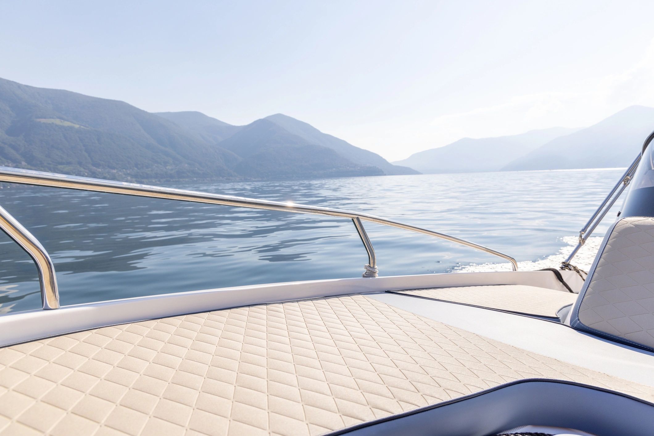 Boat ride on a serene mountain lake